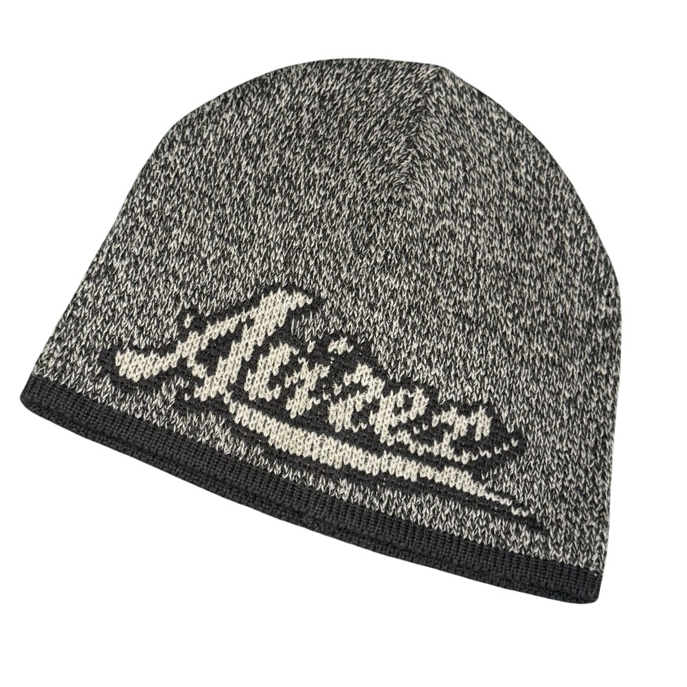 Avirex Mens Marled Knit Beanie Hat Script Logo Black White Acrylic L/XL RN 66016